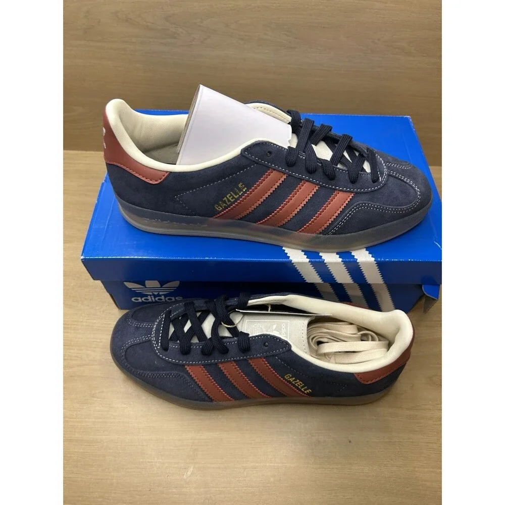 adidas Navy Blue and Red Suede Athletic Sneakers
